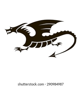 Vector black dragon with wings on a white background