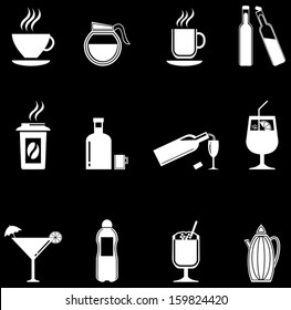 Vector black drinks & beverages icons set
