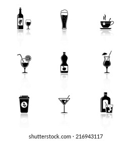 Vector black drinks & beverages icons