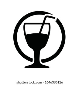 Vector black drinks & Glass beverages icons. 