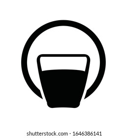 Vector black drinks & Glass beverages icons. 