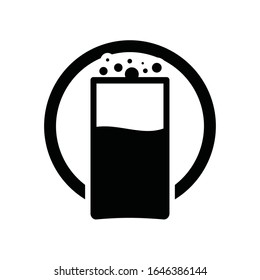 Vector black drinks & Glass beverages icons. 