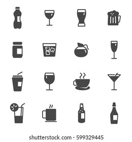 Vector black drinks icons set