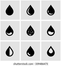 Vector Black Drop Icon Set.