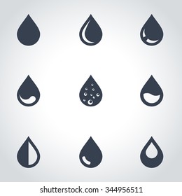 Vector black drop icon set.