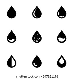 Vector black drop icon set. 