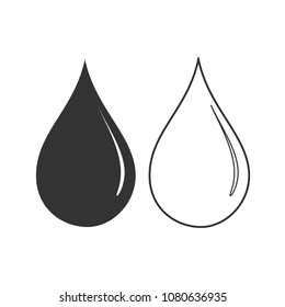 Vector black drop icons set on white background