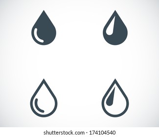 Vector black drop icons set on white background