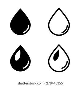 Vector black drop icons set on white background