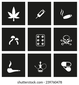 Vector black drugs icon set
