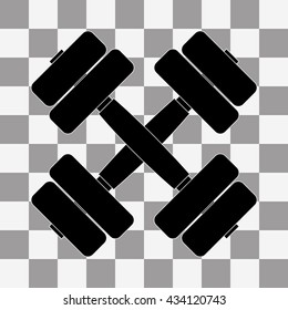 vector black dumbbell on transparent