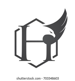 Vector Black Eagle Hive Letter H Logo