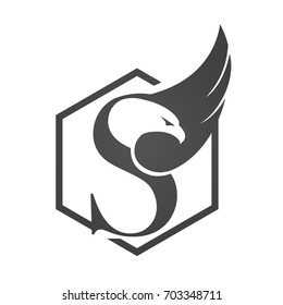 Vector Black Eagle Hive Letter S Logo