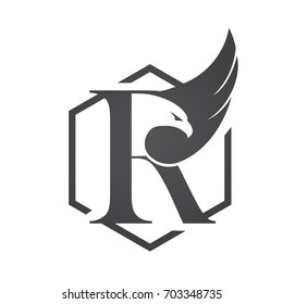 Vector Black Eagle Hive Letter R Logo