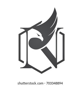 Vector Black Eagle Hive Letter N Logo