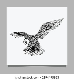 vector black eagle on white paper is perfect for logos, illustrations, banners, flyers, wallpapers