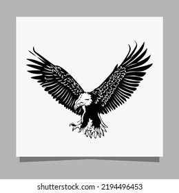 vector black eagle on white paper is perfect for logos, illustrations, banners, flyers, wallpapers