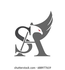 Vector Black Eagle Solid Letter S A Logo 