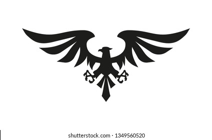 Vector black eagle symbol on white background.