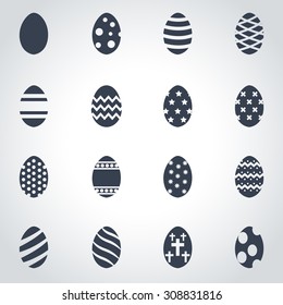 Vector black easter icon set.