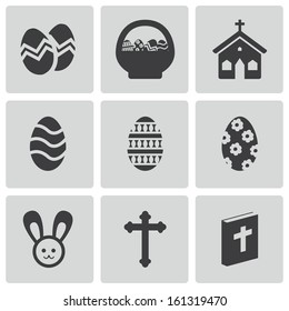 Vector Black Easter Icons Set