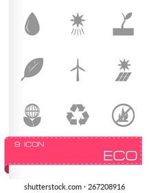 Vector black eco icon set on white background.