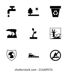 Vector black eco icons set on white background