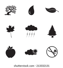 Vector black eco icons set on white background