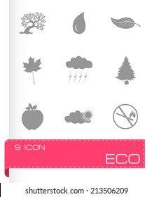 Vector black eco icons set on white background