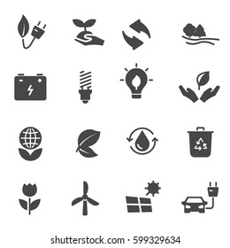 Vector black eco icons set