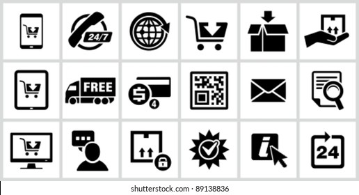 Vector black E-commerce icons set.