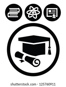 vector black education icons set on white