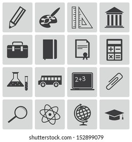 Vector black education icons set