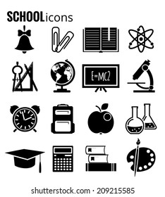 vector black education icons set. EPS 10