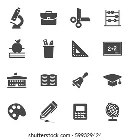 Vector black education icons set