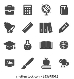 Vector black education icons set on white background