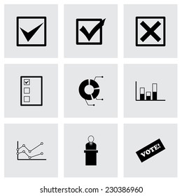 Vector black election icon set on grey background