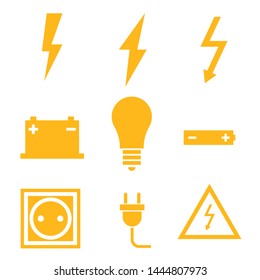 Vector black electricity icon set on white background