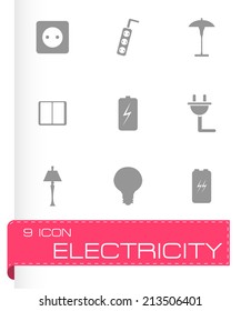 Vector black electricity icons set on white background