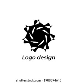 Vektorschwarz, elegantes Logo auf weißem Hintergrund. Abstrakte geometrische Gestaltung von Blume oder Sägeblatt 