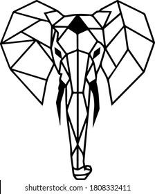 arte de la línea de elefante negro vectorial