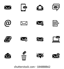 Vector black  email icons set on white background