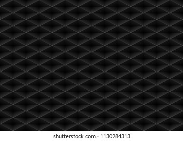Vector black embossed pattern plastic grid seamless background. Diamond shape cell endless texture. Web page fill dark geometric pattern