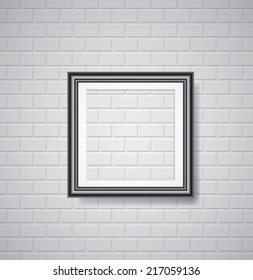 vector black empty frame on white brickwall