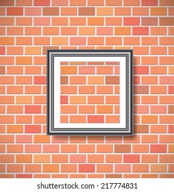 vector black empty frame on red brickwall 