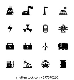 Vector black energetics icon set on white background