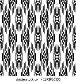 vector black ethnic geometric seamless pattern on white