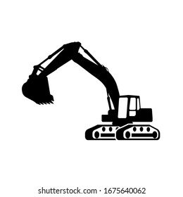 vector black Excavator icon on white background