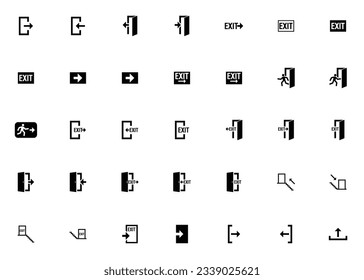 Vector black exit icon set, Emergency exit icons vector set, web use app use vector icon, flat exit icon