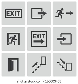 Vector black exit icons set